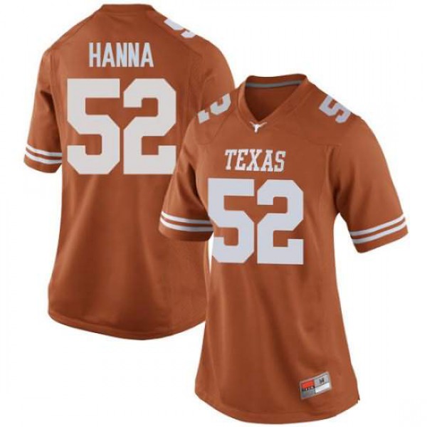 Women University of Texas #52 Jackson Hanna Replica Stitched Jersey Orange